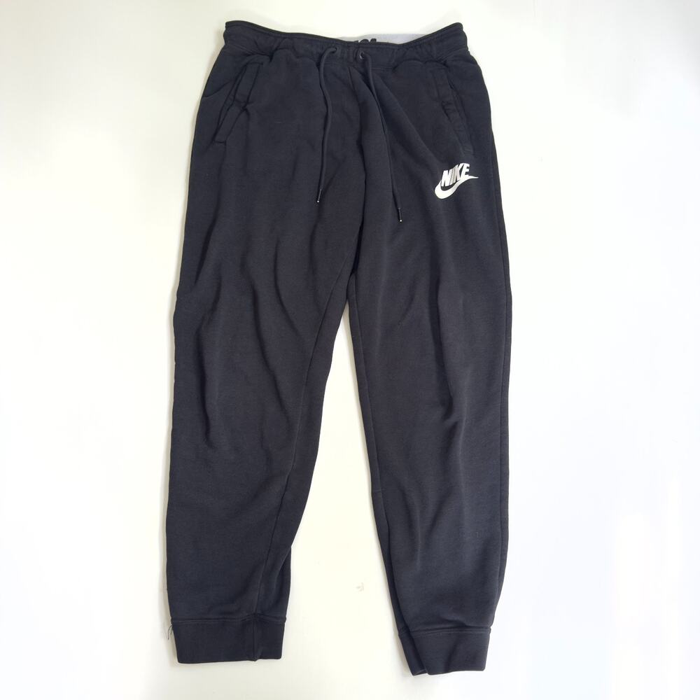 Nike Mens M Black Joggers Tapered Running Sweatpants Logo Daily Wear 30x25